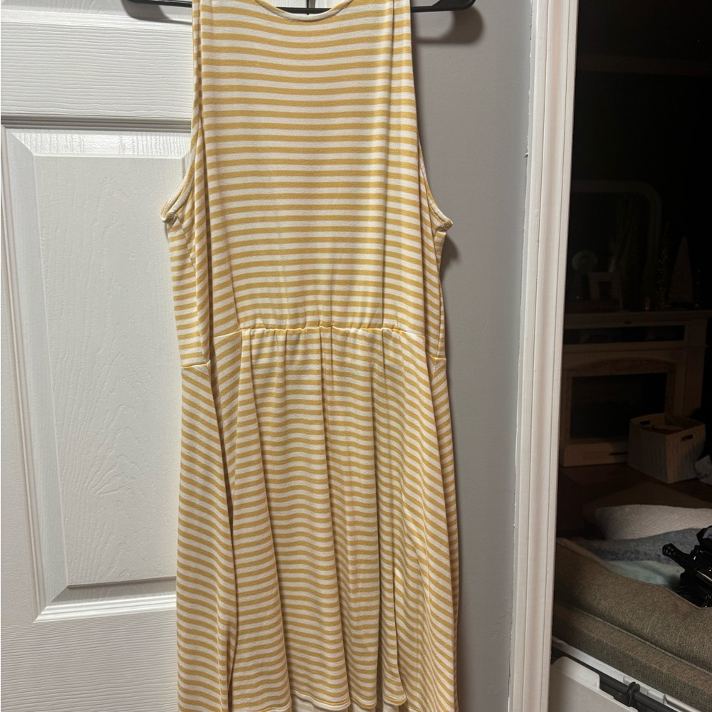 Cato Yellow and White Striped Dress